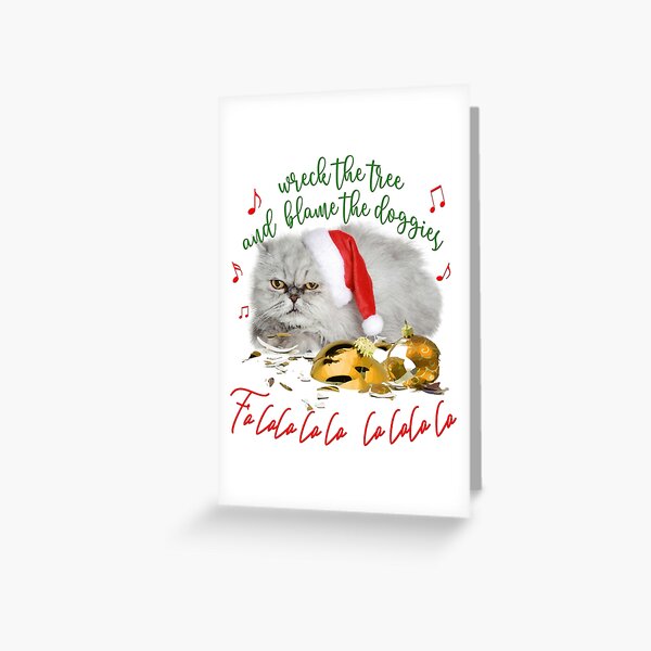 Funny Christmas Cat Falalalala Greeting Card