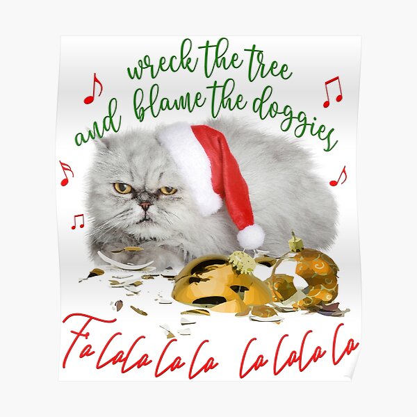 Funny Christmas Cat Falalalala Poster