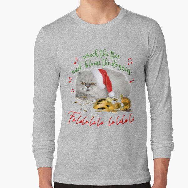 Funny Christmas Cat Falalalala Long Sleeve T-Shirt