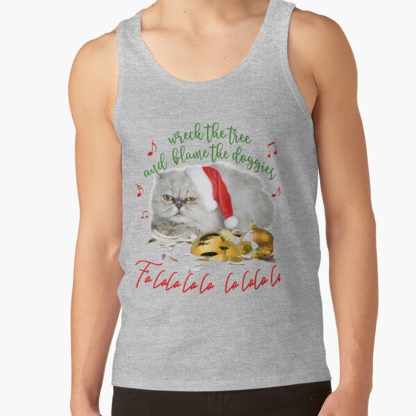 Funny Christmas Cat Falalalala Tank Top