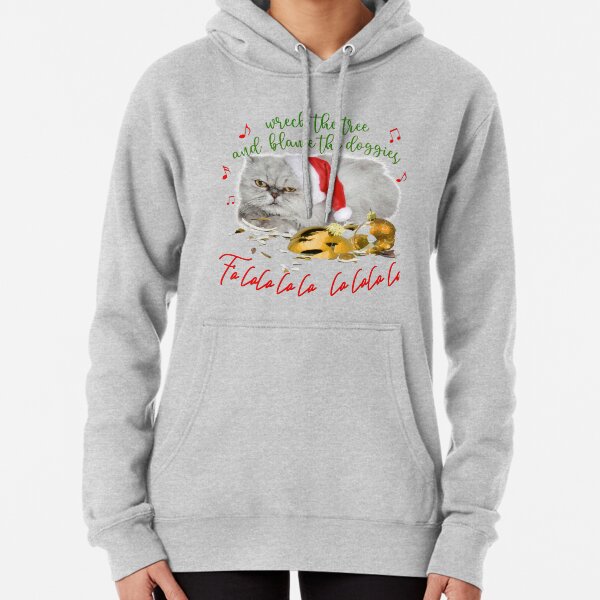 Funny Christmas Cat Falalalala Pullover Hoodie
