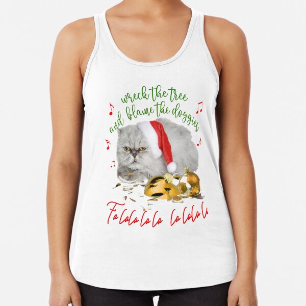 Funny Christmas Cat Falalalala Racerback Tank Top