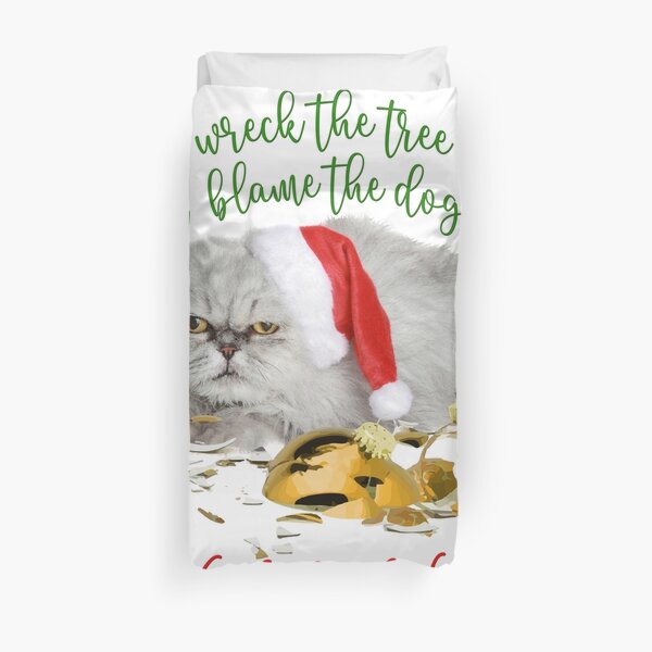 Funny Christmas Cat Falalalala Duvet Cover