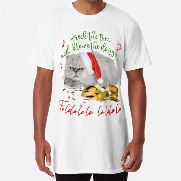Funny Christmas Cat Falalalala Long T-Shirt
