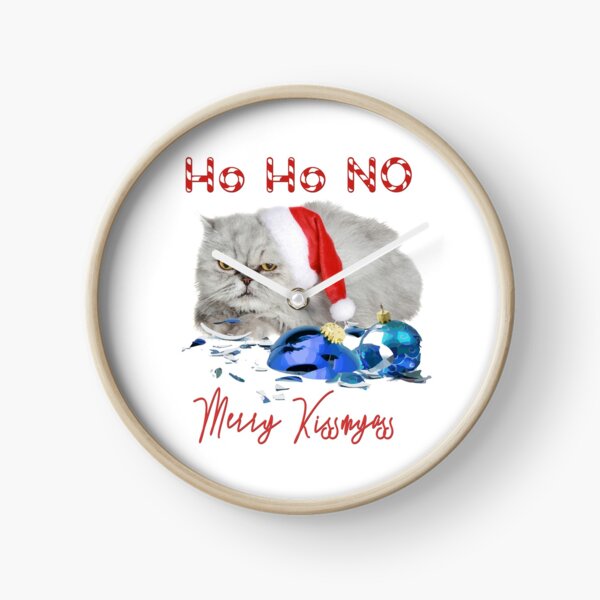 Funny Christmas Cat Merry Kissmyass Clock