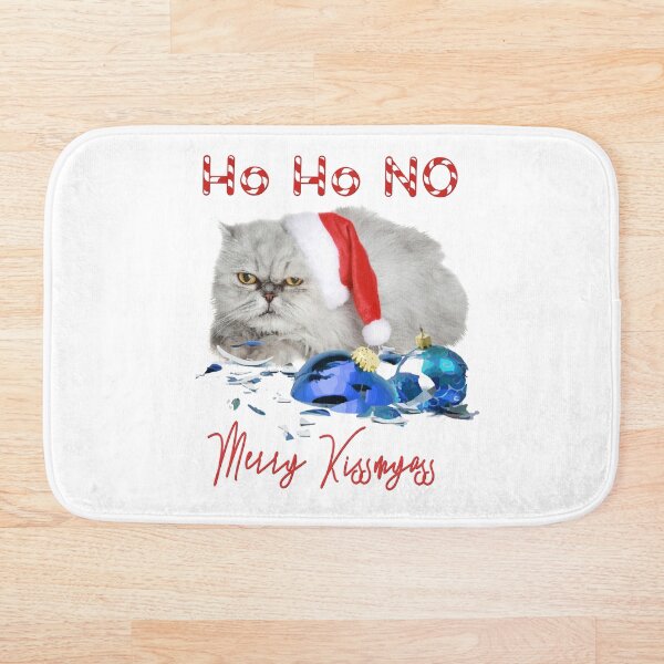 Funny Christmas Cat Merry Kissmyass Bath Mat