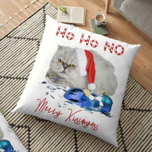 Funny Christmas Cat Merry Kissmyass Floor Pillow
