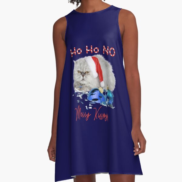 Funny Christmas Cat Merry Kissmyass A-Line Dress