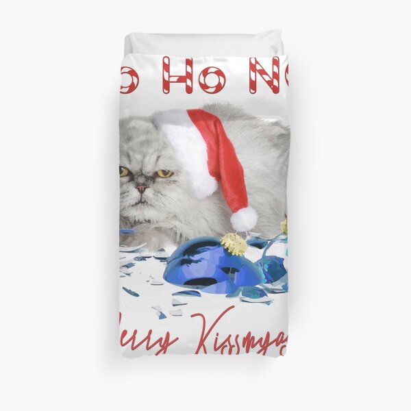 Funny Christmas Cat Merry Kissmyass Duvet Cover