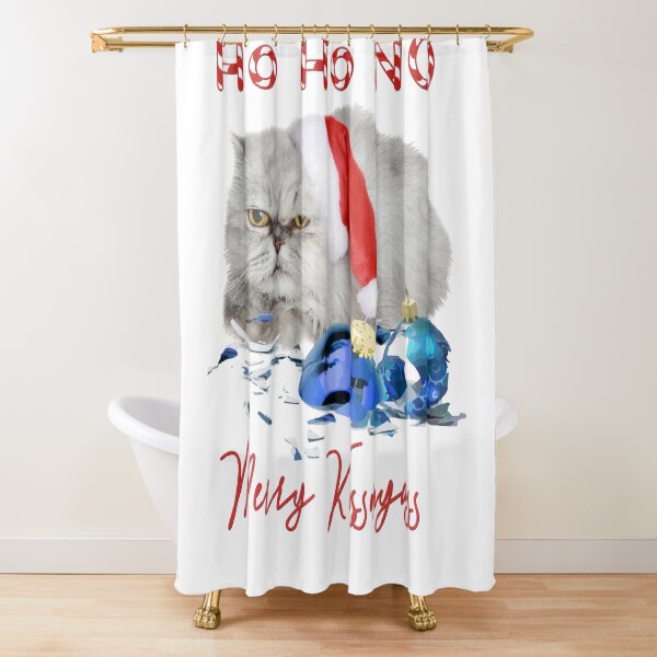 Funny Christmas Cat Merry Kissmyass Shower Curtain