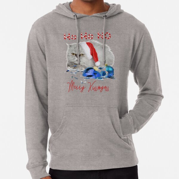 Funny Christmas Cat Merry Kissmyass Lightweight Hoodie