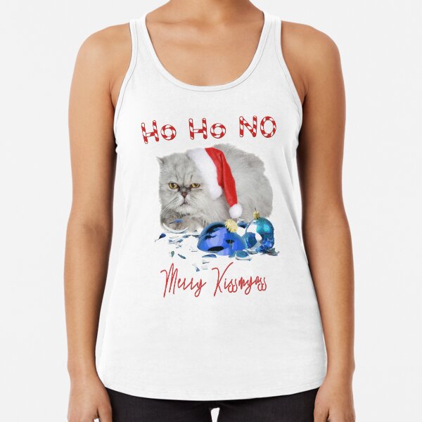 Funny Christmas Cat Merry Kissmyass Racerback Tank Top