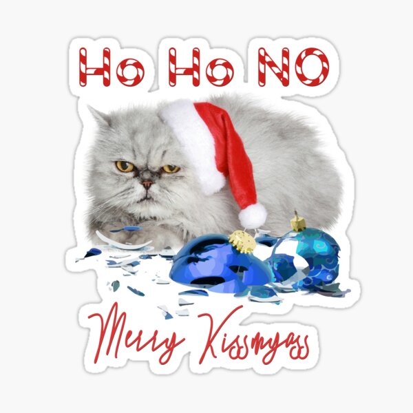 Funny Christmas Cat Merry Kissmyass Sticker