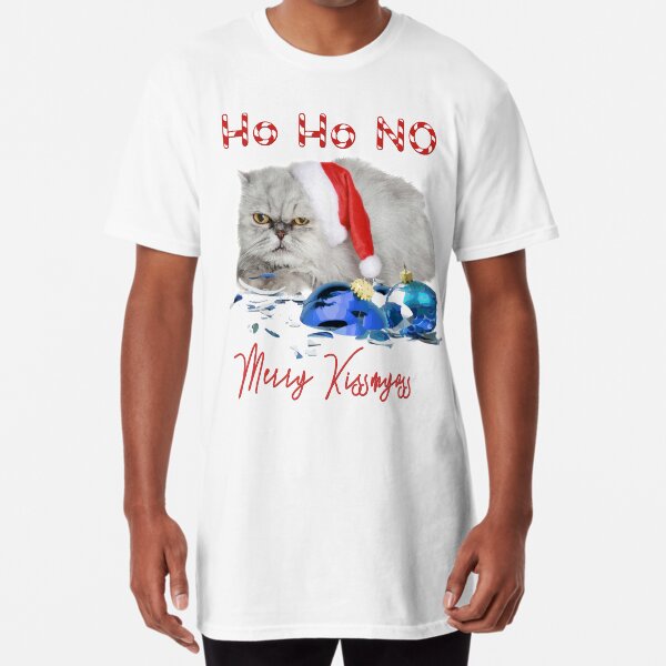 Funny Christmas Cat Merry Kissmyass Long T-Shirt