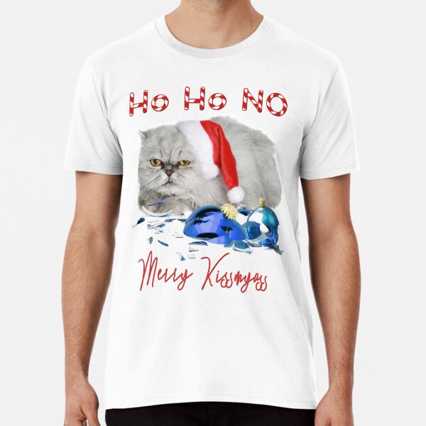 Funny Christmas Cat Merry Kissmyass Premium T-Shirt