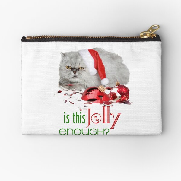 Funny Christmas Cat Jolly Enough Zipper Pouch