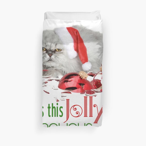 Funny Christmas Cat Jolly Enough Duvet Cover