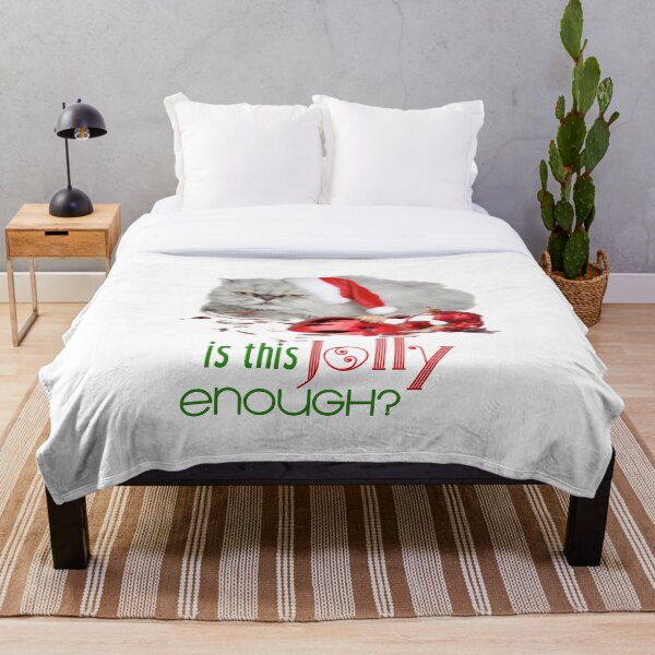 Funny Christmas Cat Jolly Enough Throw Blanket