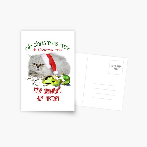 Funny Christmas Cat Oh Christmas Tree Postcard