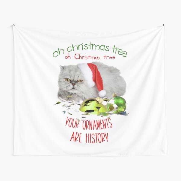 Funny Christmas Cat Oh Christmas Tree Tapestry