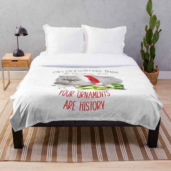Funny Christmas Cat Oh Christmas Tree Throw Blanket
