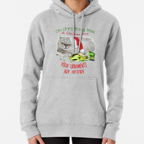 Funny Christmas Cat Oh Christmas Tree Pullover Hoodie