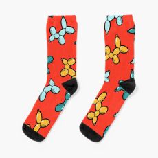 Balloon Animal Dogs Pattern in Red Socks