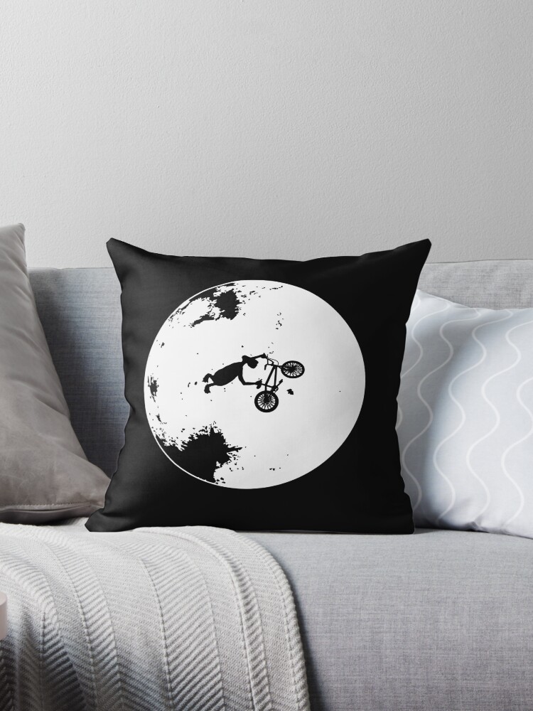 Et Extraterrestrial Moon Bmx Trick Throw Pillow By Astropop