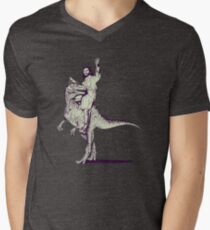 Jesus Riding Dinosaur Men's V-Neck T-Shirt