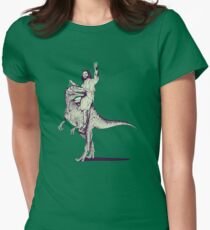 Jesus Riding Dinosaur Women's Fitted T-Shirt