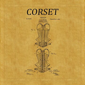 1890 Framed Victorian Corset Blueprint Patent Print Drawing by