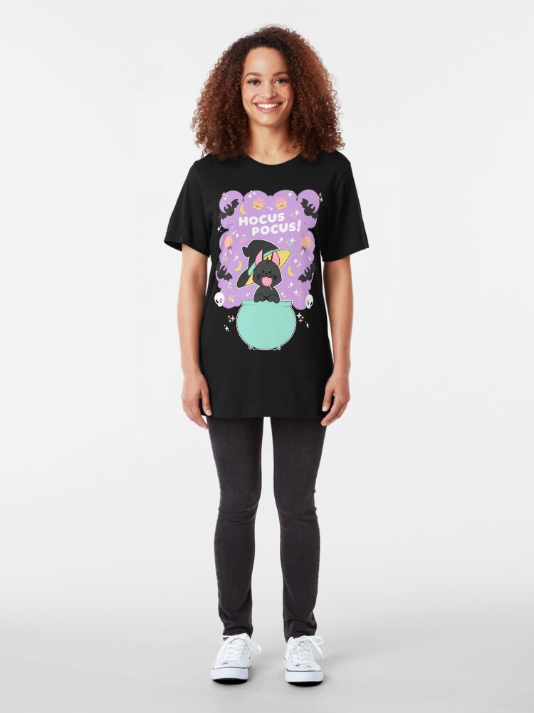 Alternate view of Hocus POCUS! Lucky the Black Cat Slim Fit T-Shirt