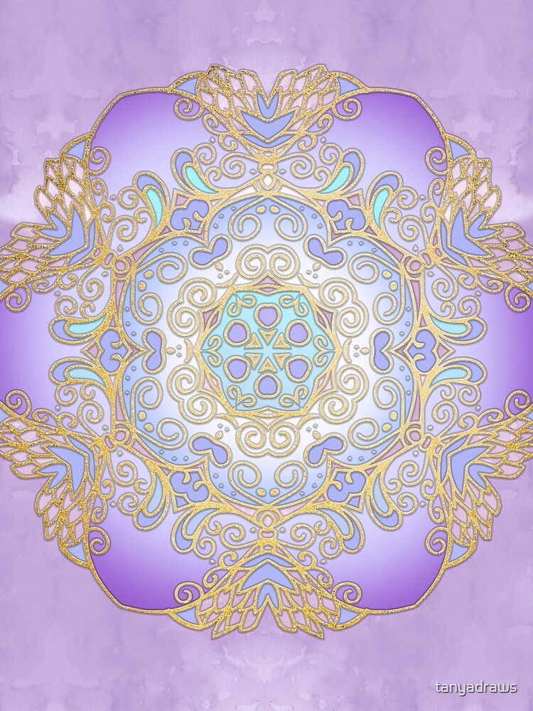 Purple & Gold Watercolour Mandala by tanyadraws