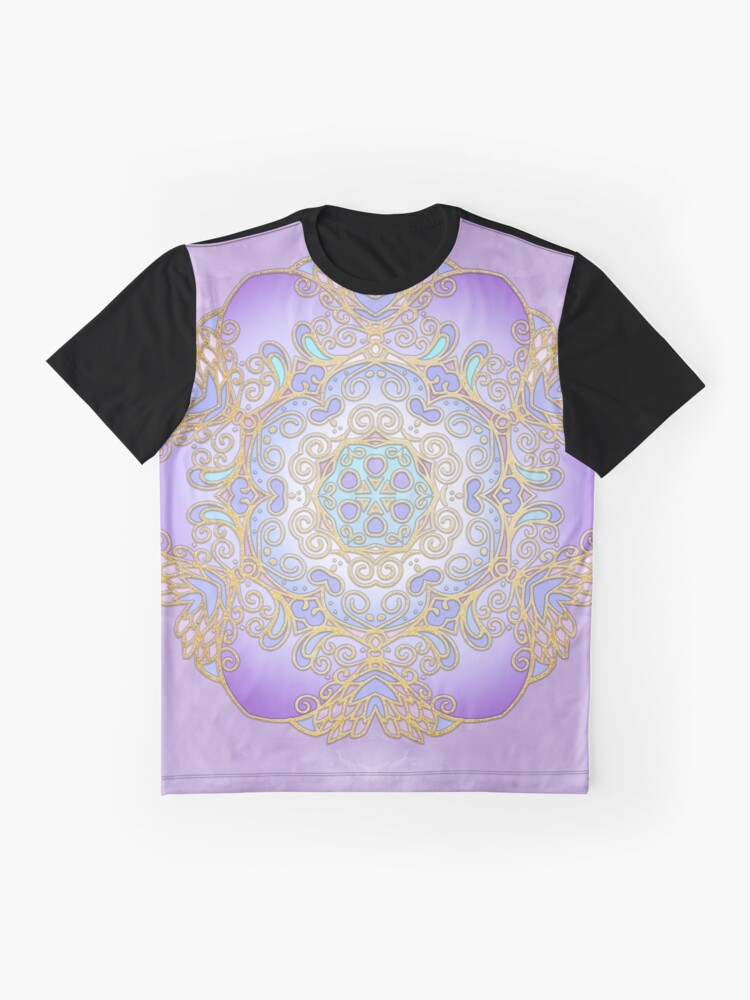 Alternate view of Purple & Gold Watercolour Mandala Graphic T-Shirt