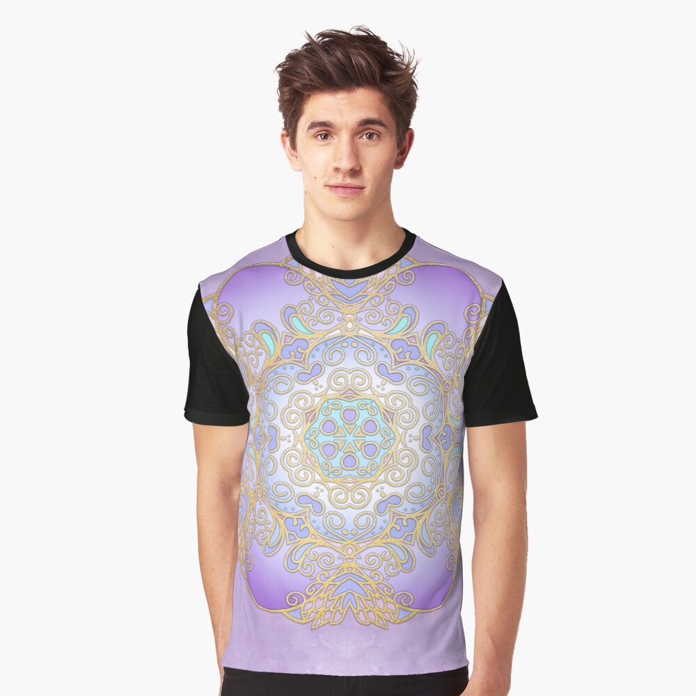 Purple & Gold Watercolour Mandala Graphic T-Shirt