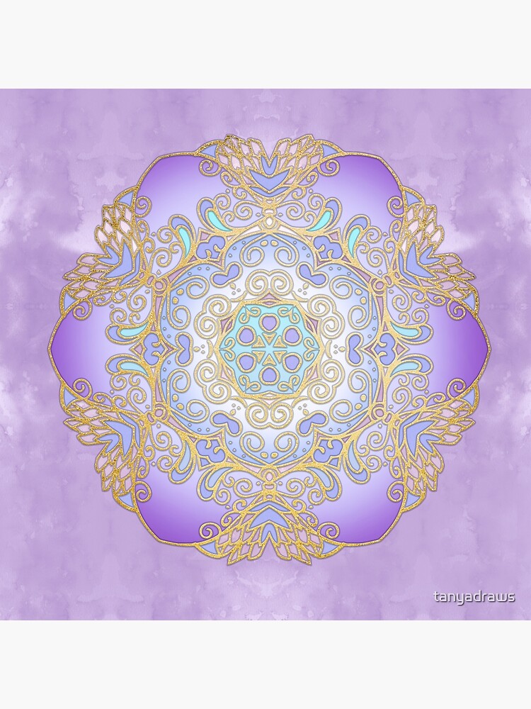 Purple & Gold Watercolour Mandala by tanyadraws
