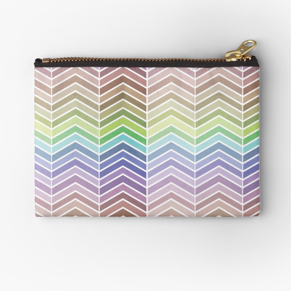 Rainbow and Textured Chevron Pattern Zipper Pouch