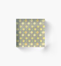 Bloque acrílico Yellow Watercolour Stemmed Daffodil Pattern on Khaki