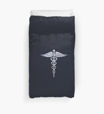 Chrome like Medical Caduceus Snakes Duvet Cover