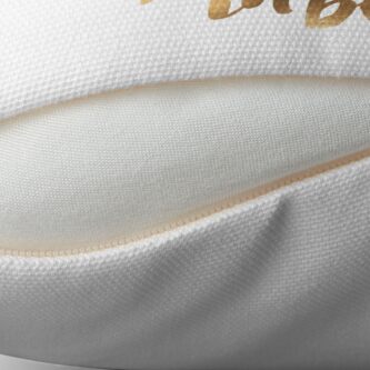 Alternate view of Namastay In Bed Gold & White Throw Pillow