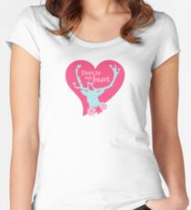 Scandinavian Mint Pink Deer Heart Flowers Fitted Scoop T-Shirt