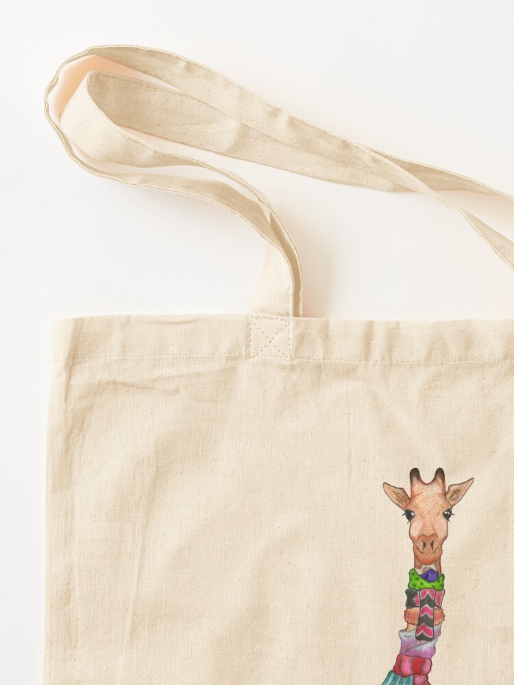 Alternate view of Cold Outside - Cute Giraffe Illustration Tote Bag