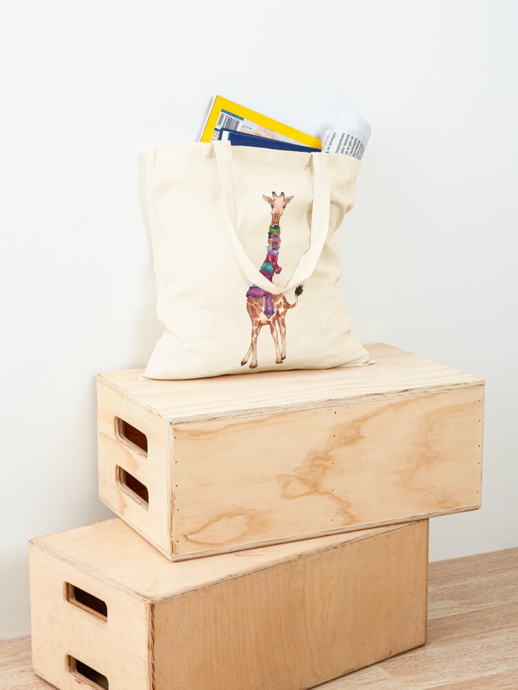 Alternate view of Cold Outside - Cute Giraffe Illustration Tote Bag