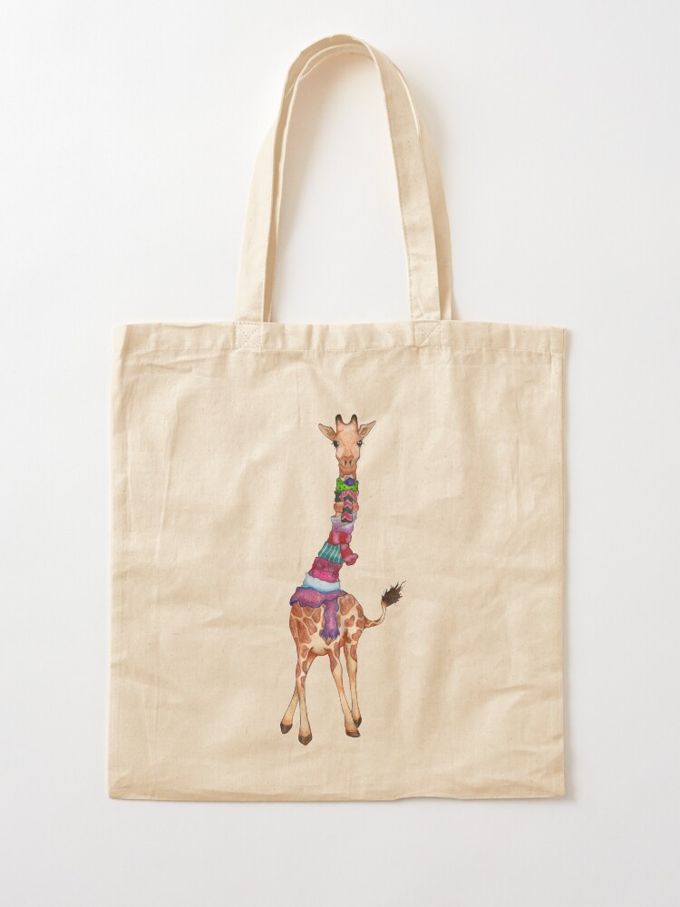 Alternate view of Cold Outside - Cute Giraffe Illustration Tote Bag