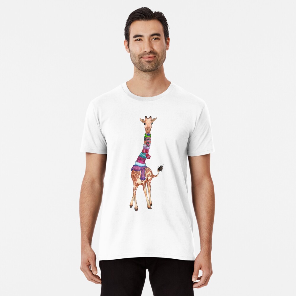 Cold Outside - Cute Giraffe Illustration Premium T-Shirt
