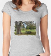 Picnic Table under an Ancient Tree Fitted Scoop T-Shirt