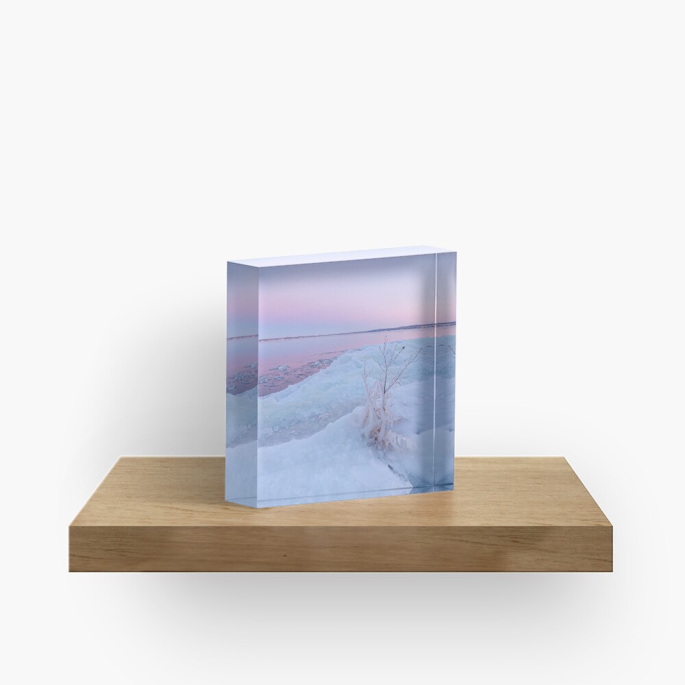 Lake shore scenery at dusk winter in Finland Acrylic Block