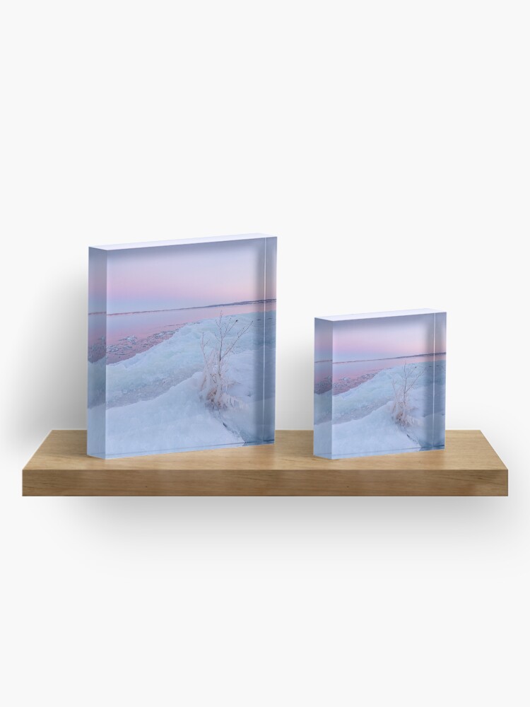 Alternate view of Lake shore scenery at dusk winter in Finland Acrylic Block