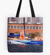maxi yacht skandia prepares for sydney to hobart yacht race Tote Bag