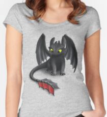 Toothless, Night Fury Inspired Dragon. Women's Fitted Scoop T-Shirt